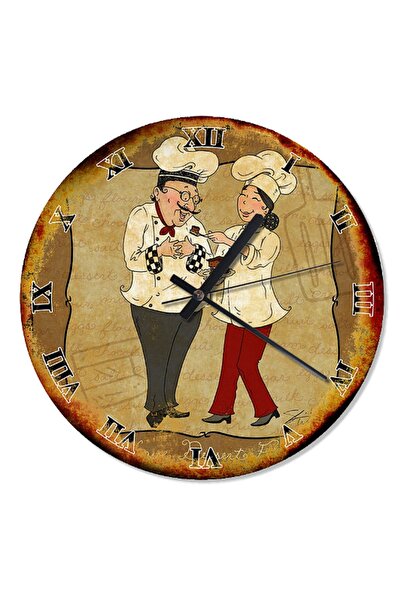 Genel Markalar 30 Cm Çap Şef Aşçılar Dekoratif Duvar Saati