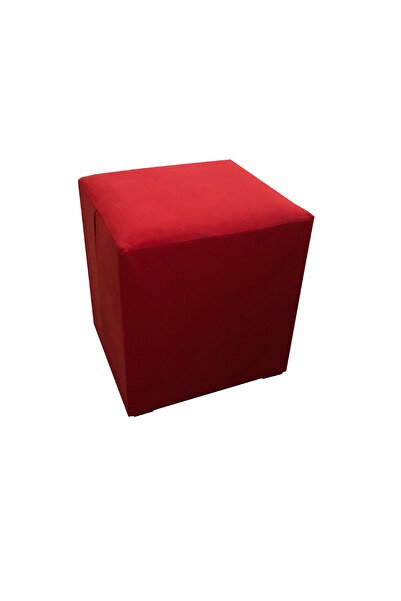 BuBisanal Kare Puf Koltuk Açık Kırmızı