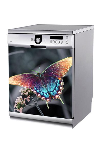 Tilki Dünyası Colorful Butterfly Dishwasher Sticker