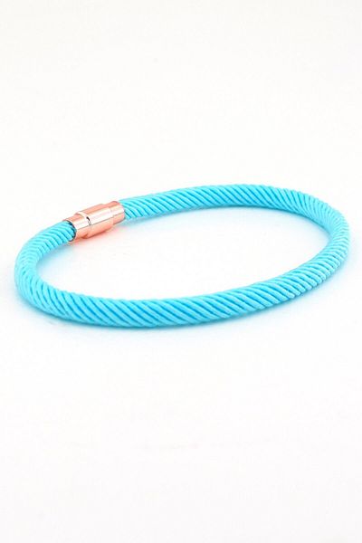 Solfera Men's Blue Braided Rope Rose Magnetic Clip Bracelet BT460