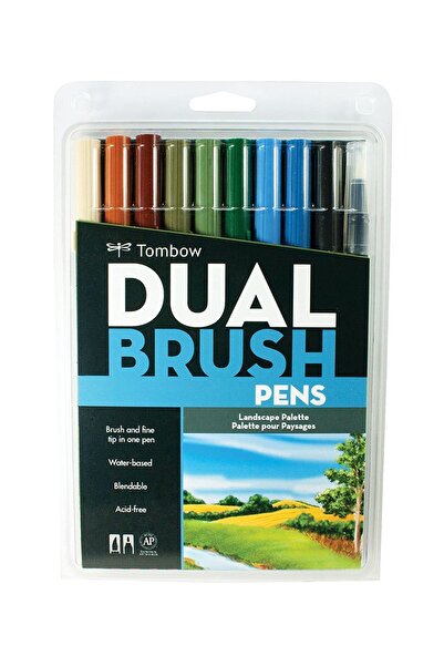 Tombow قلم فرشاة مزدوج 10'lu لوحة المناظر الطبيعية