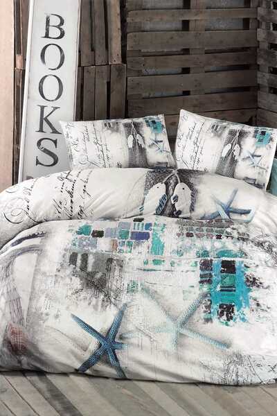 İssimo Home Double Digital Satin Duvet Cover Set Sea Star