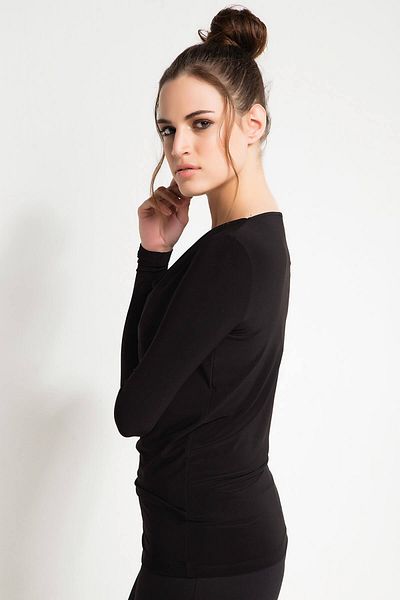 Laranor Γυναικεία Μπλούζα Μαύρη Degaje γιακά 16L4996