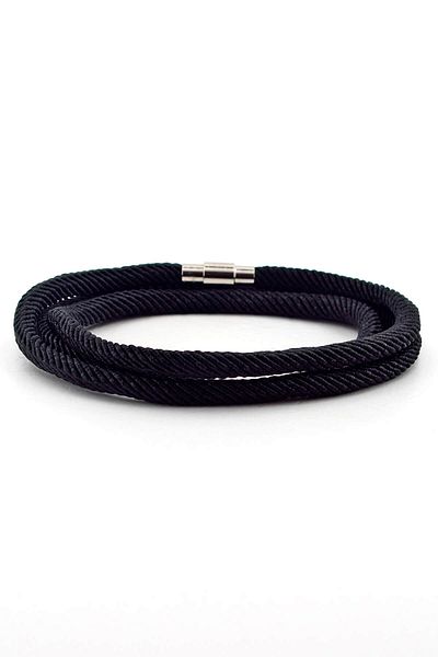 Solfera Men's Three Sira Wrap Metal Micnatis Black Bracelet BT352