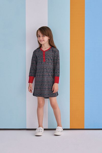 ROLY POLY Ethnic Deer Girl's Nightgown Anthracite
