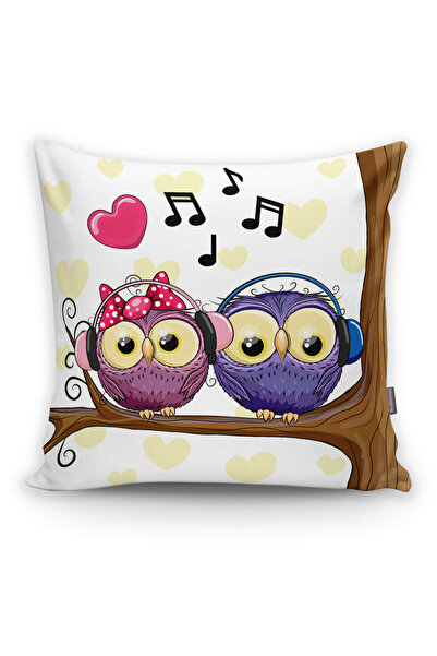 Realhomes Owl Patterned Digital Printed Decorative Pillow Cushion Cover