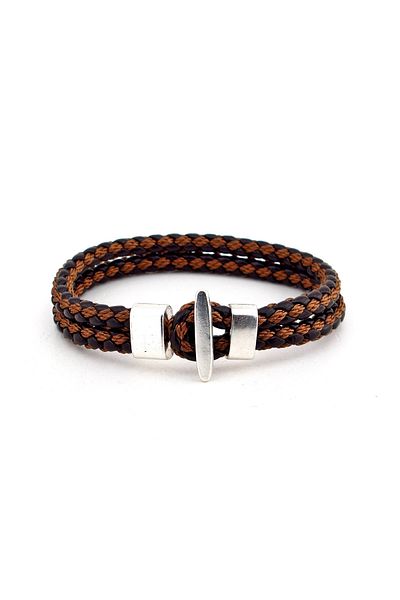 Solfera Men's Double Color Knitted Leather Bracelet Bt082