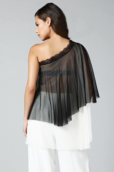 Quincey Women's Black-White Tulle Tunic BD2237