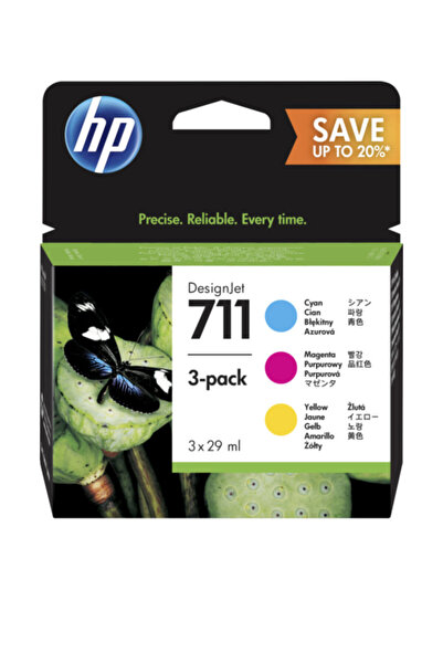 HP P2V32A (711) RENKLI 3 LÜ PAKET 29ML CAMGÖBEĞİ/MACENTA/SARI MÜREKKEP KARTUŞ...