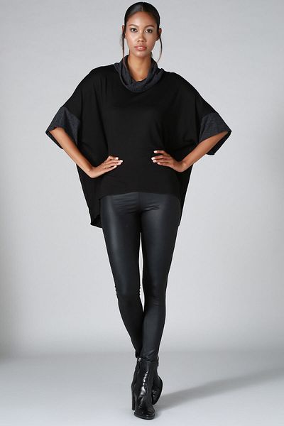 Quincey Pulover de damă negru cu gât tricotat BD2290