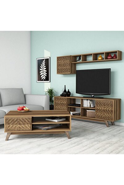Variant Mobilya İnci Tv Ünitesi Ve Orta Sehpa Takımı - Ceviz/Ceviz