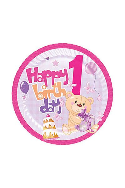 Roll-Up My First Birthday Party Girl Cardboard Plate