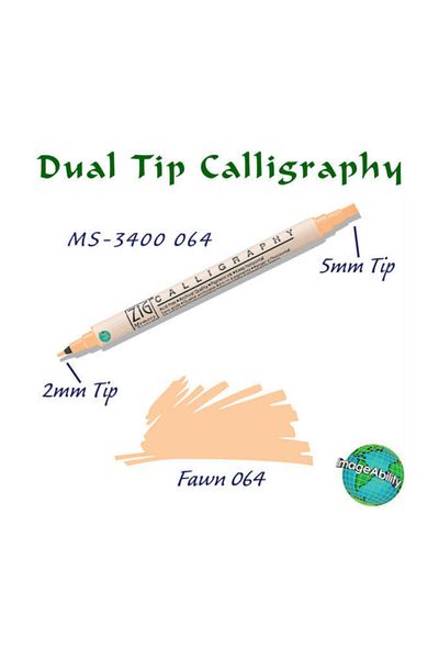 Zig Calligraphy Double Ended Calligraphy Pen 2 mm + 5 mm 064 Fawn