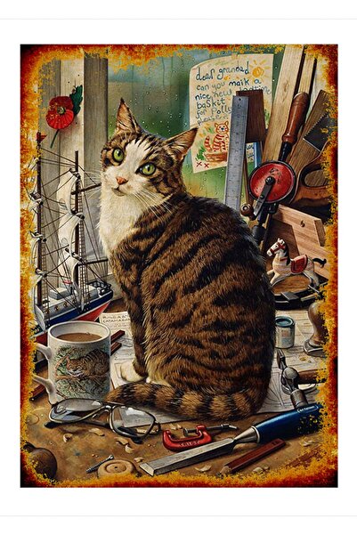 Cakatablo 25cmX35cm Ahşap Tablo Kedili tablo