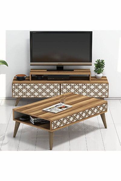 Variant Mobilya City Tv Ünitesi Ve Orta Sehpa Takımı V1010 - Ceviz / Krem