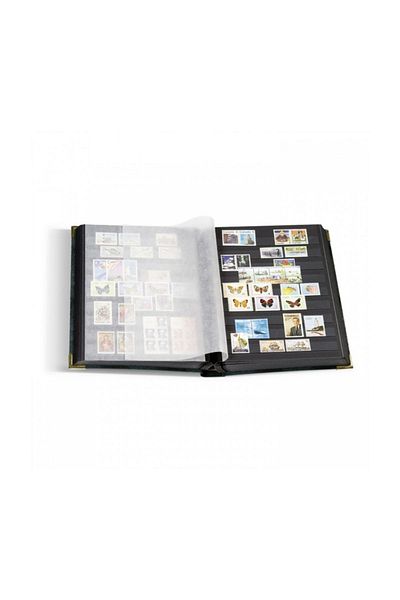 Leuchtturm Stamp Book Comfort Deluxe Iron Corner S64, A4, 32 Sheets, 64 Sheets, White Background, Dark Green