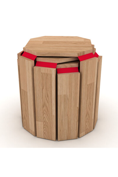 Rafevi Gretel Zigon Sehpa (Ceviz-Kırmızı)