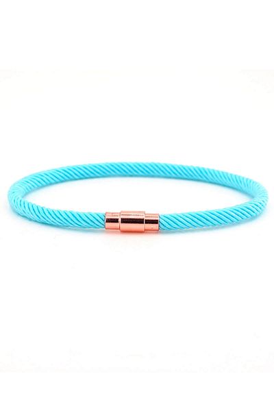 Solfera Men's Blue Braided Rope Rose Magnetic Clip Bracelet BT460