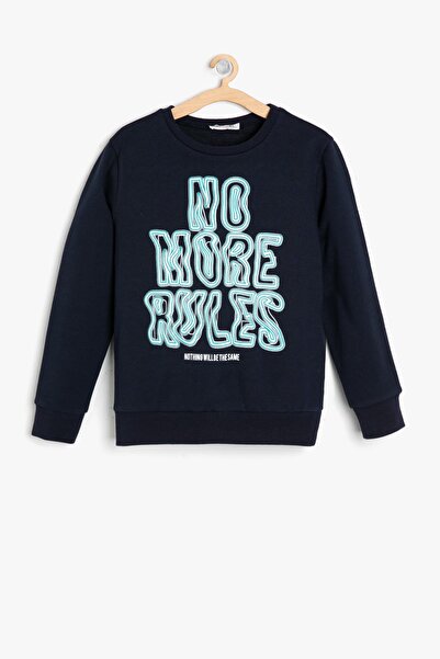 Koton Mavi Erkek Çocuk Yazili Baskili Sweatshirt