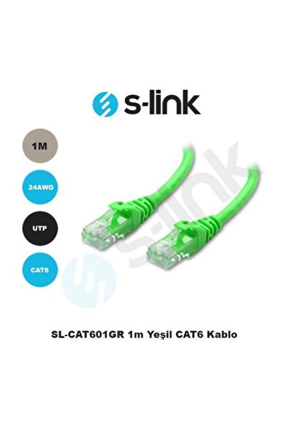 S-LINK S-Link SL-CAT601GR CAT6 1 Metre Yeşil Kablo