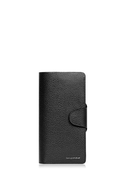 CENGİZ PAKEL Genuine Leather Black Women's Wallet 65190