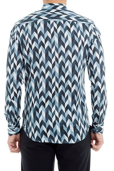 Emporio Armani Мъжка синя шарена риза 21SMLL 211F4 042