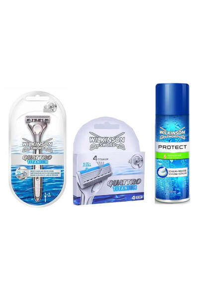Wilkinson Sword Quattro Titanium Tıraş Bıçağı, Yedek Başlık Ve Köpük Seti