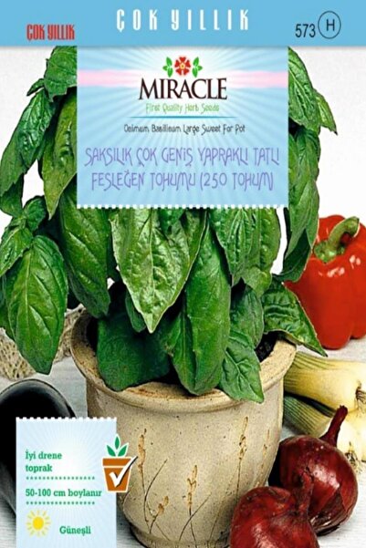 Genel Markalar Miracle Saksılık Çok Geniş Yapraklı Tatlı Fesleğen Tohumu(250 ...