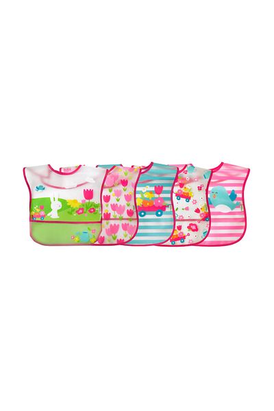 iplay Pack of 5 - 12-24Months Green Sprouts Velcro Bib, Bib