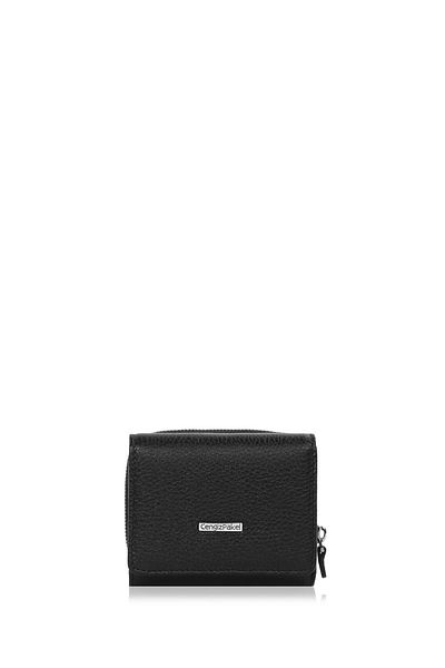 CENGİZ PAKEL Women's Genuine Leather Black Wallet