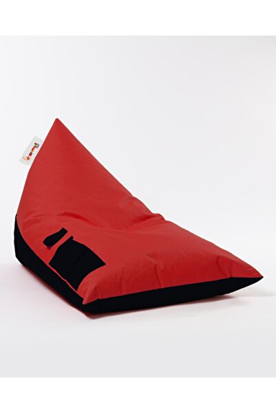 EARMUT Piramit İki Renk Çift Taraflı Puf Kırmızı-Siyah