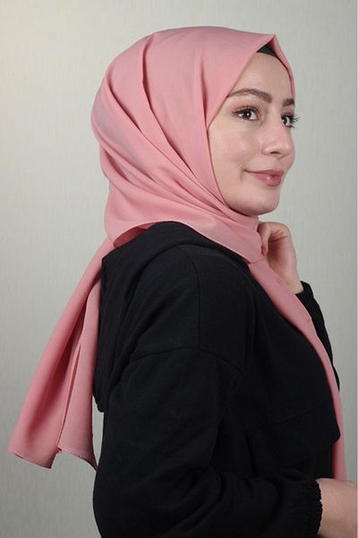 scarfella Women's Pink Solid Color Chiffon Shawl - Pattern -02 - Color-01