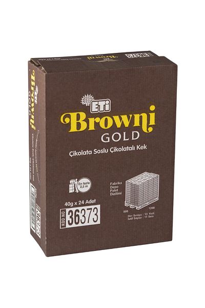 Eti Browni Gold Chocolate Cake with Cocoa Sauce - 45 Gr (24 Pieces)