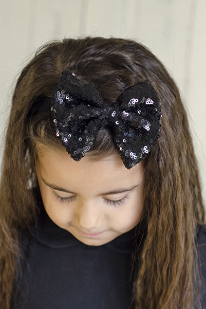 PixyLove Siyah Kız Çocuk Bandana Fiyonk Payet PX260218