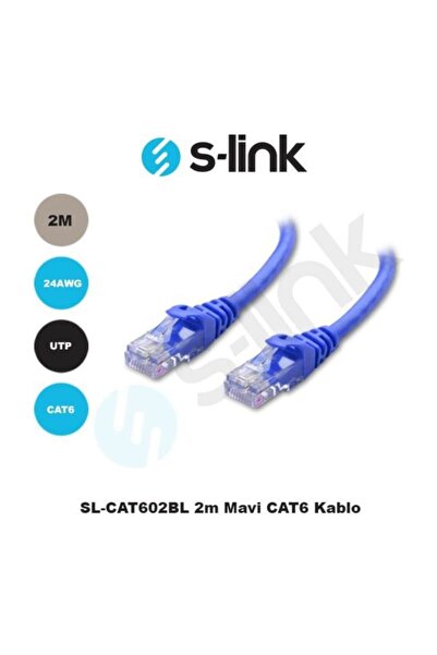 S-LINK S-Link SL-CAT602-M 2mt Cat6 Network Mavi Kablo