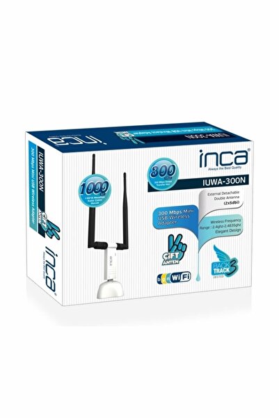 Inca IUWA-300N Wifi Anten 300MBPS 11N 10 DBİ ÇİFT ANTEN WİRELESS ADAPTÖR