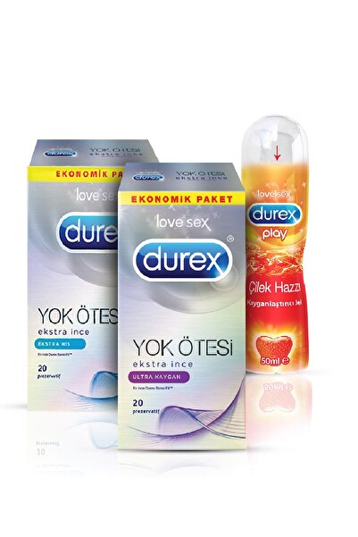 Durex Yok Ötesi Ekstra His 20'li+Yok Ötesi Ultra Kaygan 20'li+Kayganlaştırıcı...