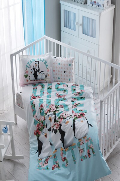 Taç Baby Duvet Cover Set-Penguins Baby