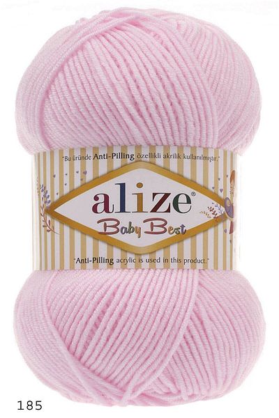 Alize Baby Best Hand Knitting Yarn (Συσκευασία 5) - 185-σκόνη ροζ