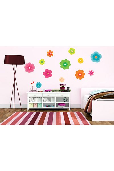 Tilki Dünyası Colorful Flowers Wall Sticker 3019