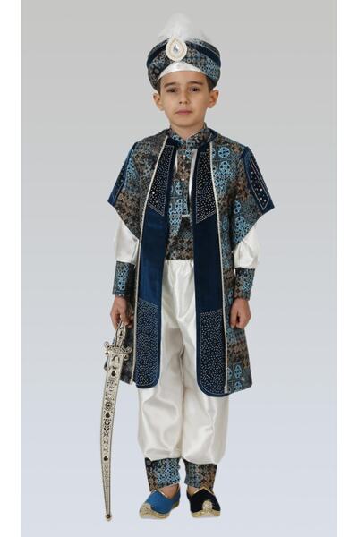 Emir Sünnet Kıyafetleri Erkek Yeşil Taşlı Şehzade Sünnet Kıyafeti