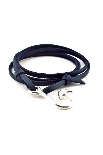 Solfera Men's Navy Blue Leather Fishing Rod Bracelet BT312