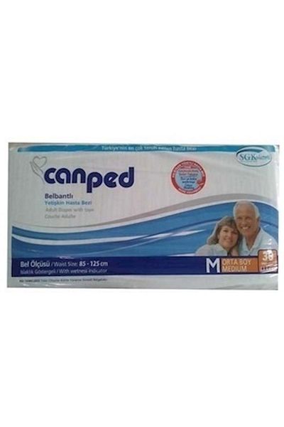 Canped Patient Diapers Polyethylene Waistband Medium Size 90 Pk (3Pk*30)
