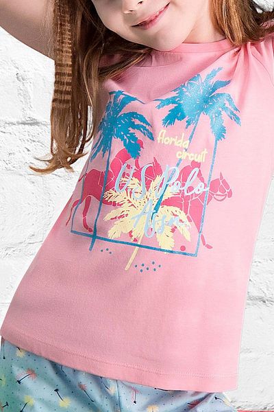 U.S. Polo Assn. Set de pijamale roz pentru fete cu licență