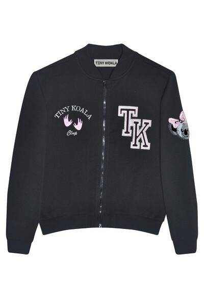 Tiny Koala Kız Çocuk Siyah Fermuarlı Kolej Sweatshirt