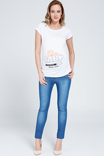 Gör&Sin Tricou de maternitate alb, imprimat cu „Baby Loading” 7766K