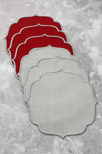 WEARE2 Χρώματα Βουργουνδίας και Ασημί Γκρι, Ασημί Γκρι Κεντημένες Χαρτοπετσέτ...