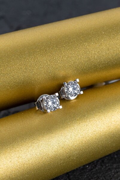 PRENSES PIRLANTA Kadın Beyaz Altın Tek Taş Küpe 14 Ayar