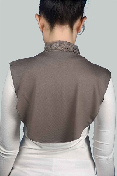 Altobeh Women's Combed Cotton Hijab Circle Collar Lace Neck Collar - Dark Mink