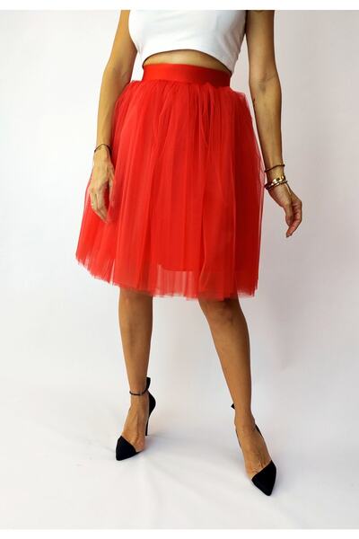 Genel Markalar Lully Kıds Fashion Kadın Kırmızı Tül Tütü Düğün Mezuniyet Kına Etek Anne Kız